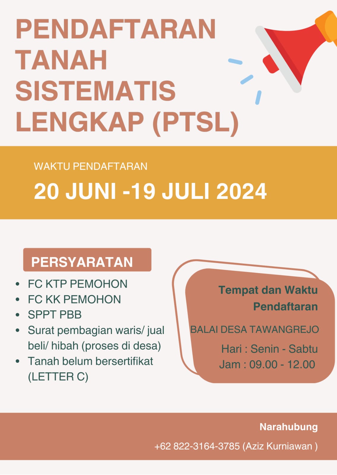 PENGUMUMAN PTSL DESA TAWANGREJO 2024